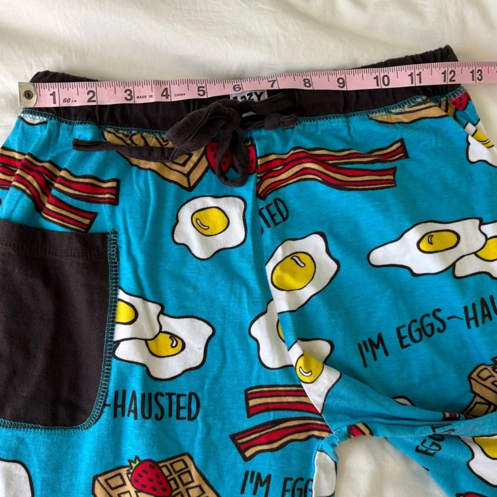 LazyOne “I’m Eggs-hausted” Bacon Eggs Pajama Pants – Women’s Small 100% Cotton - Picture 6 of 10